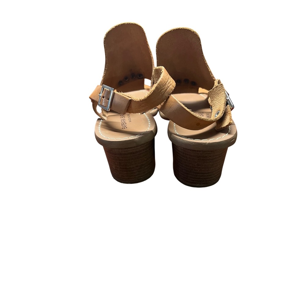 Barbara Barbieri Italy Tan Leather Studded Slingback Block Heel Sandals 7 15621 - Picture 4 of 6